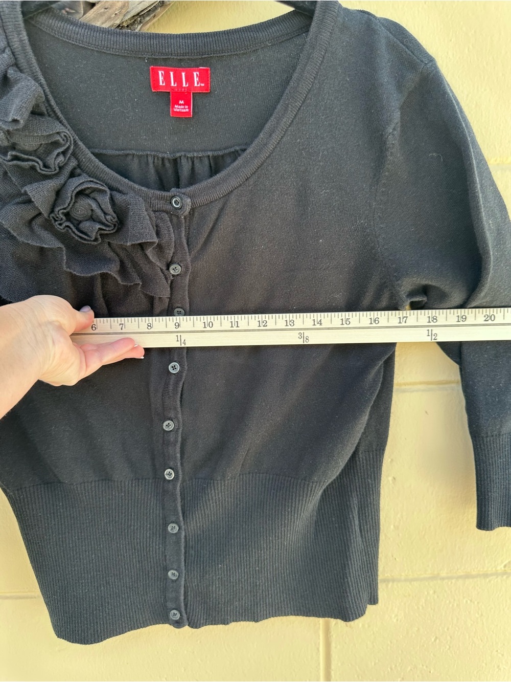Elle Black Ruffle Front Button Cardigan - Picture 7 of 8